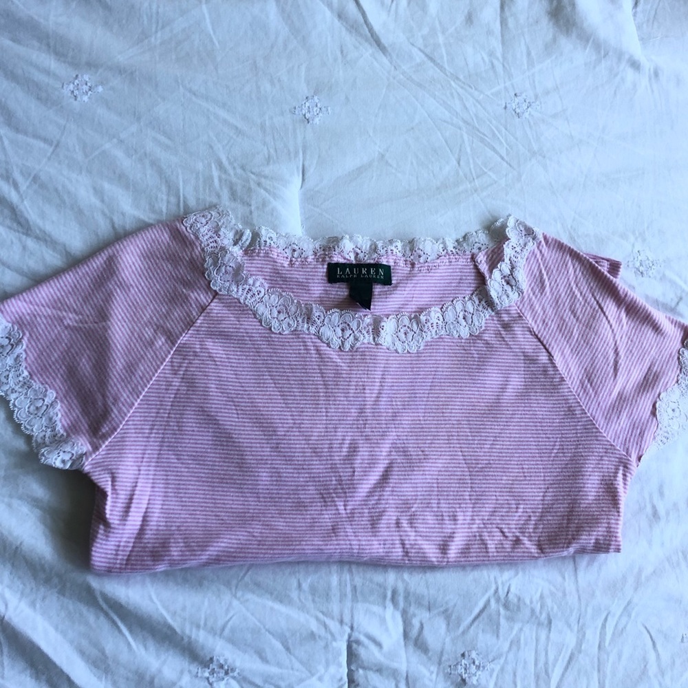 Pink and white striped Ralph Lauren t shirt
